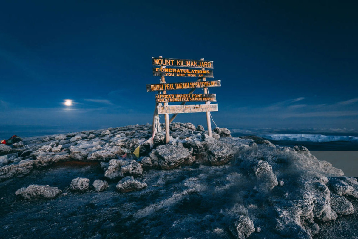 Uhuru Peak during FullMoon